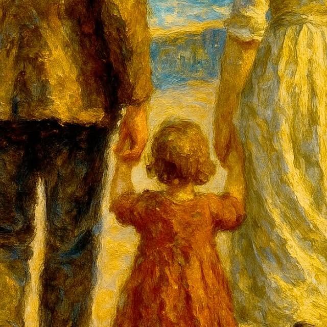 Parents qui tiennent la main à leur fille